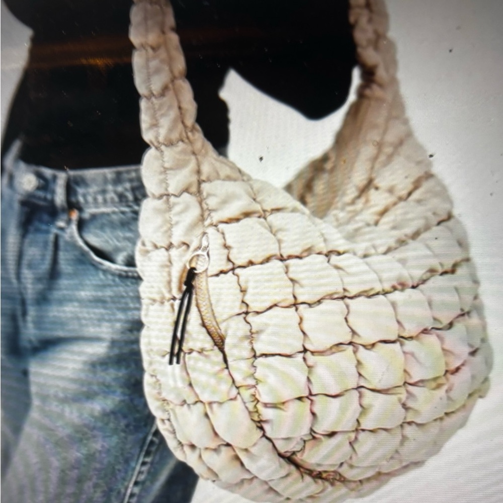 Carmen Quilted Hobo Bag in Light Tan